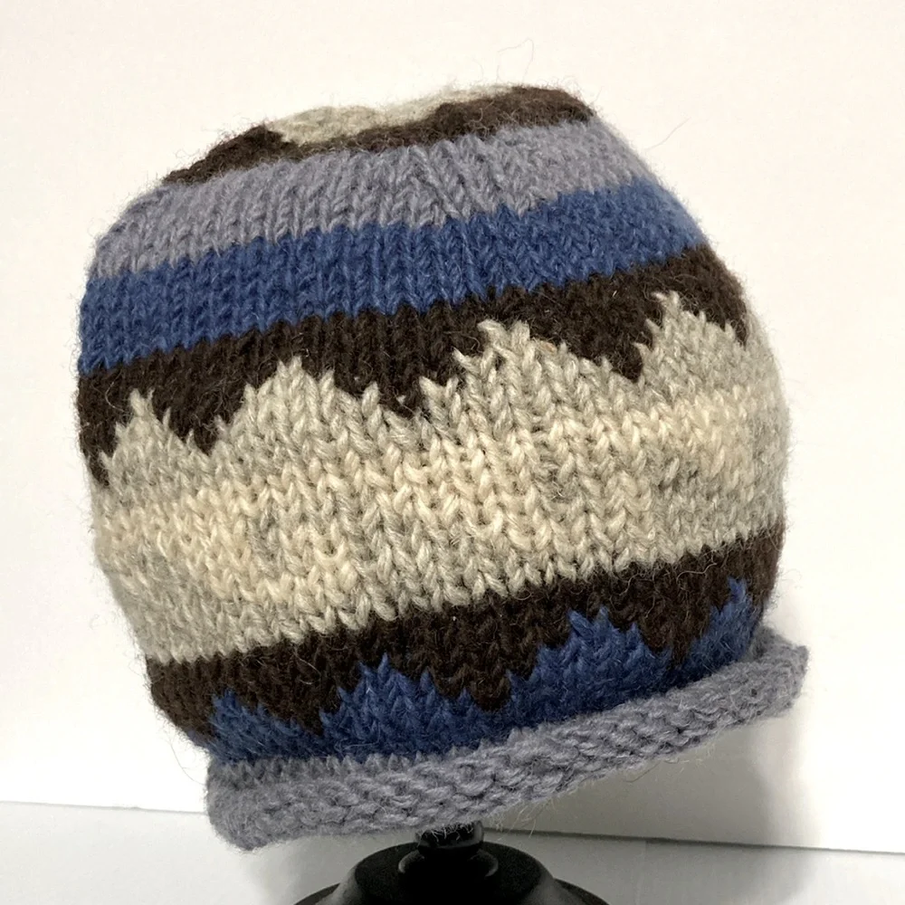 Wool Handknit Hat Beanie Cap Handmade in Nepal Fully Lined Unisex